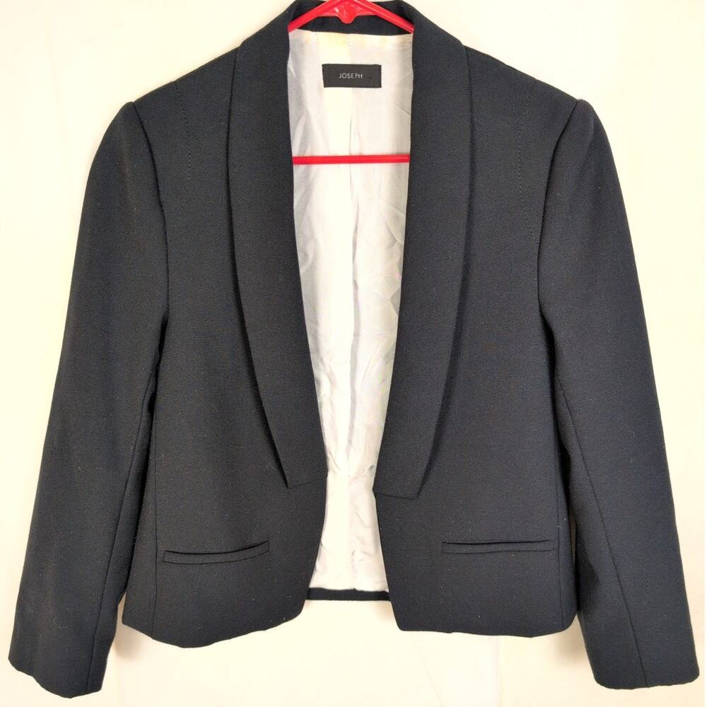 Joseph Sabre Long black open front stretch blazer Size 38 Minimal Androgynous